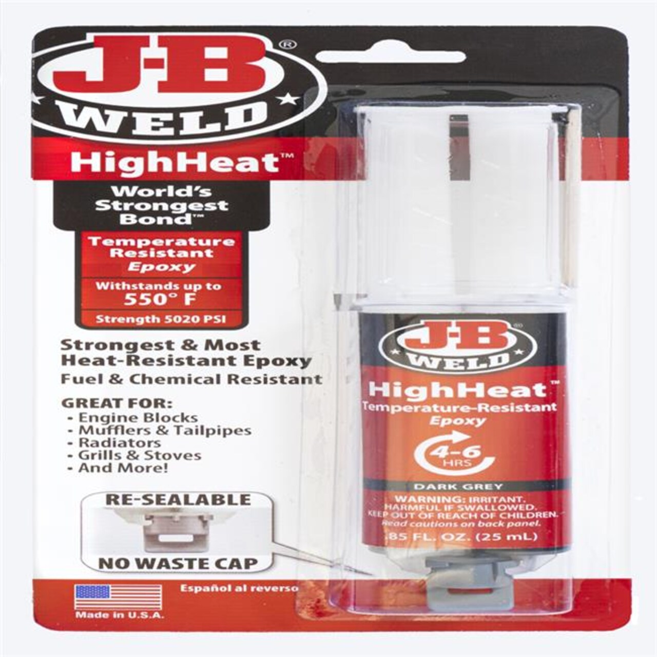J-B Weld 0.85 oz High Heat & Strength Acrylic Epoxy, Dark Gray